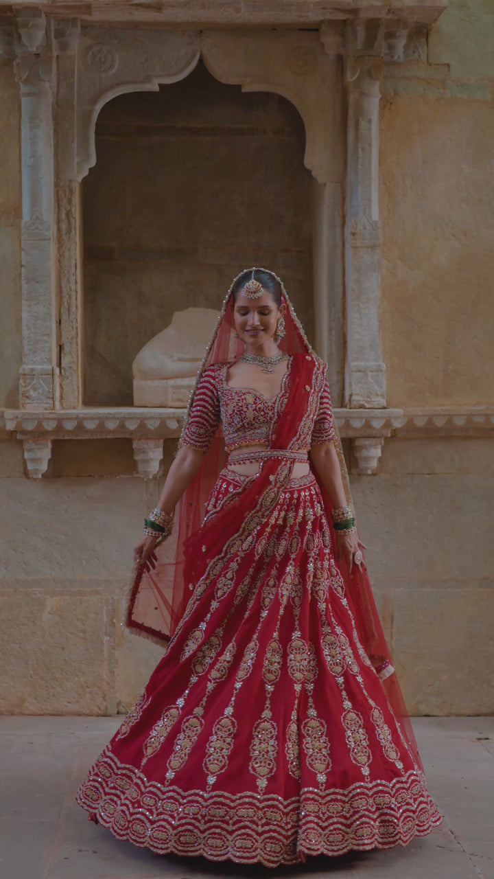 Red Mira Lehenga