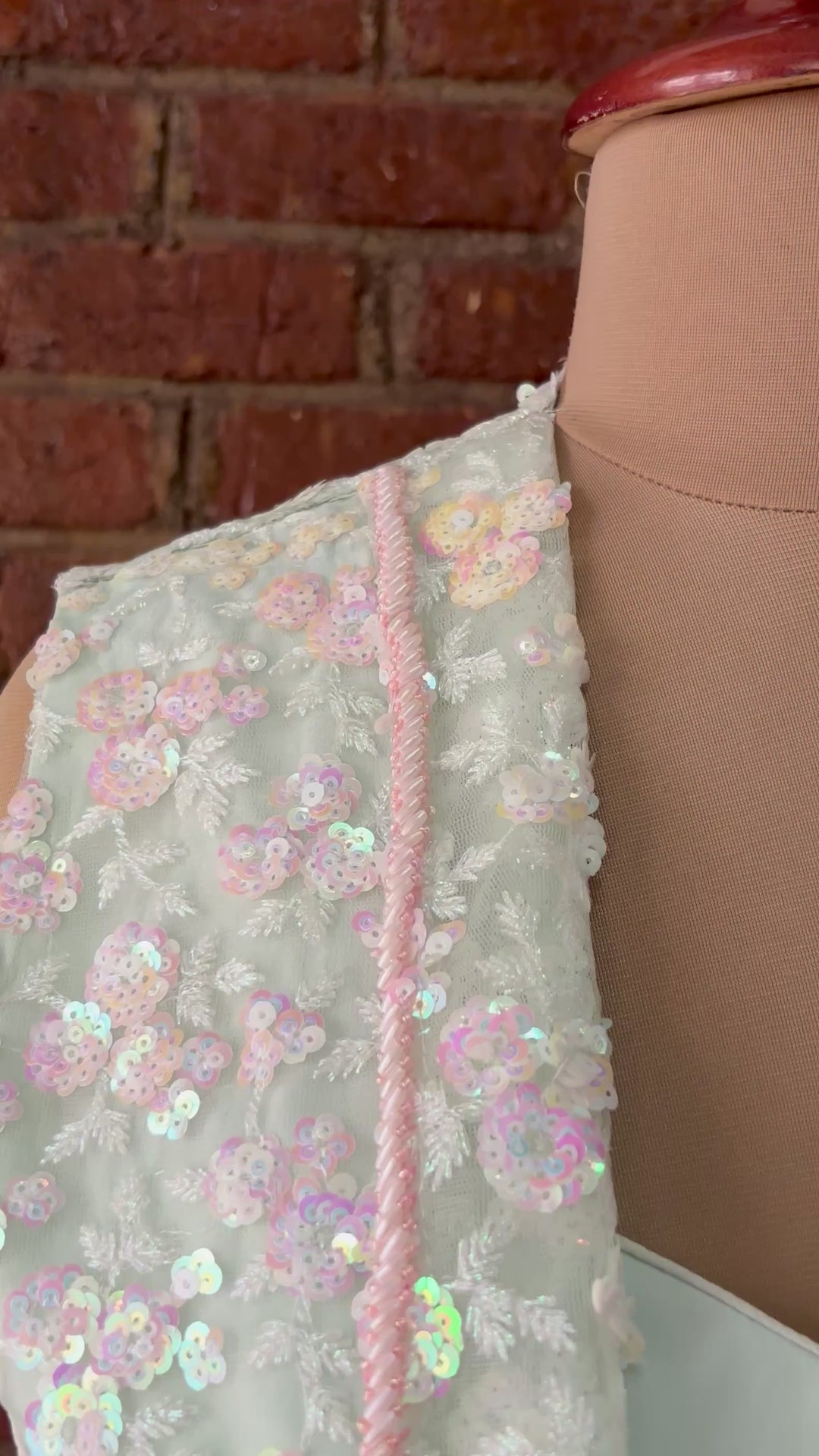 Mint Sequin Work Jacket And Pant Set