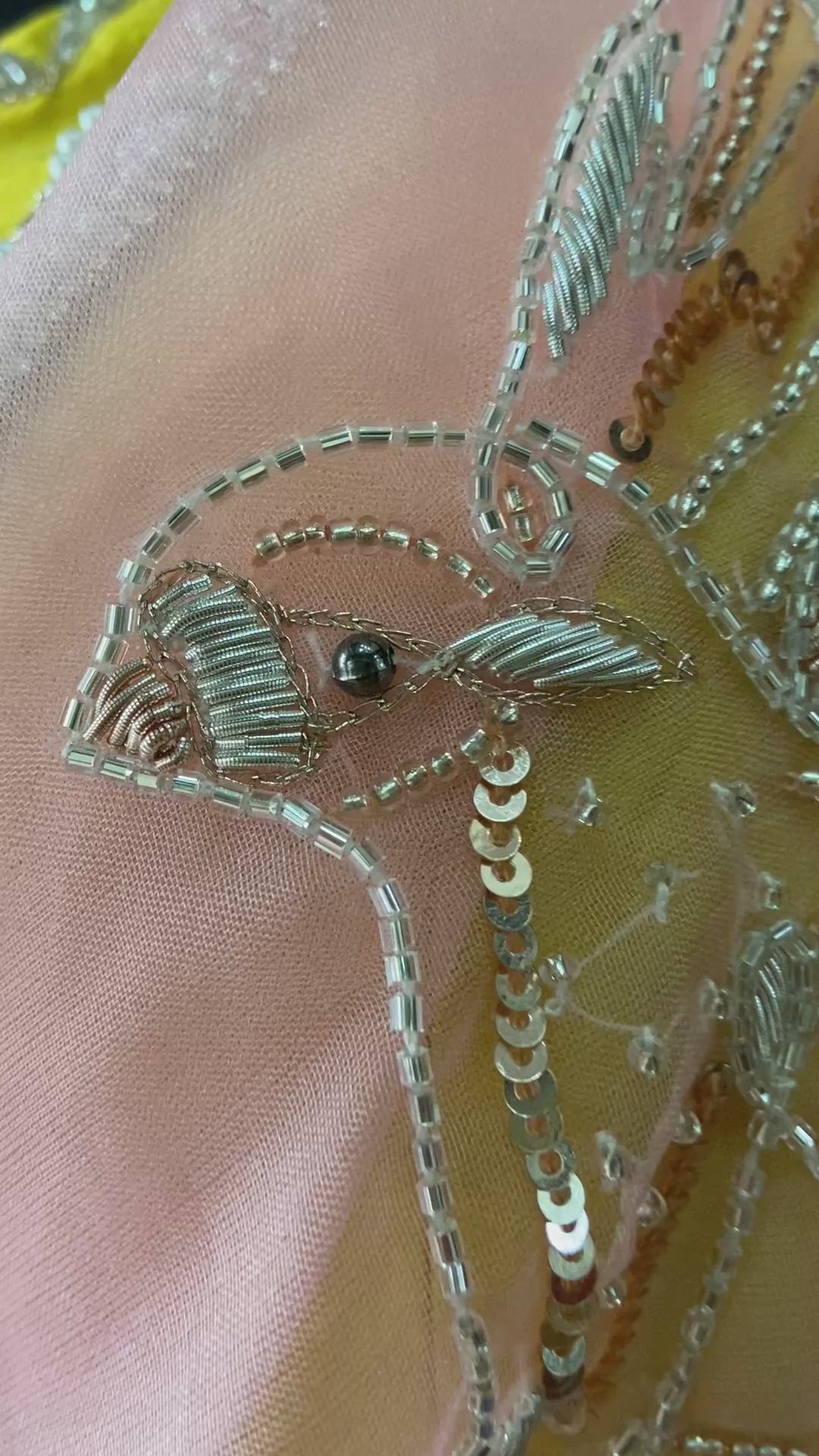 Pink Organza Embroidered Saree