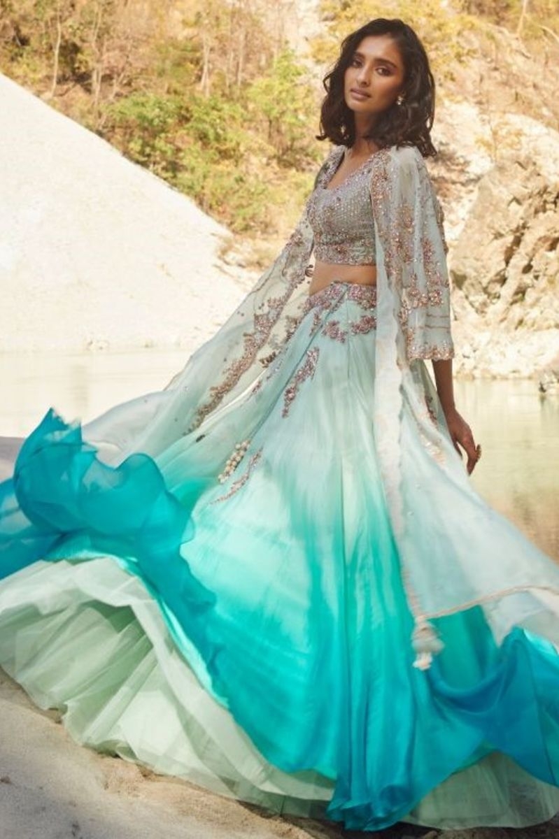 Bridaltrunk Online Indian Multi Designer Fashion Shopping Fairoz Organza Lehenga Set