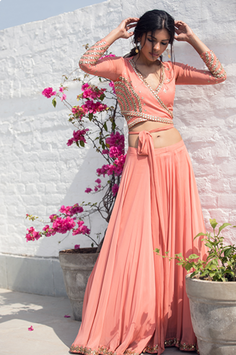 Exclusive Crop Top Lehenga at Rs.4500/Piece in kashipur offer by The  Designer Hub