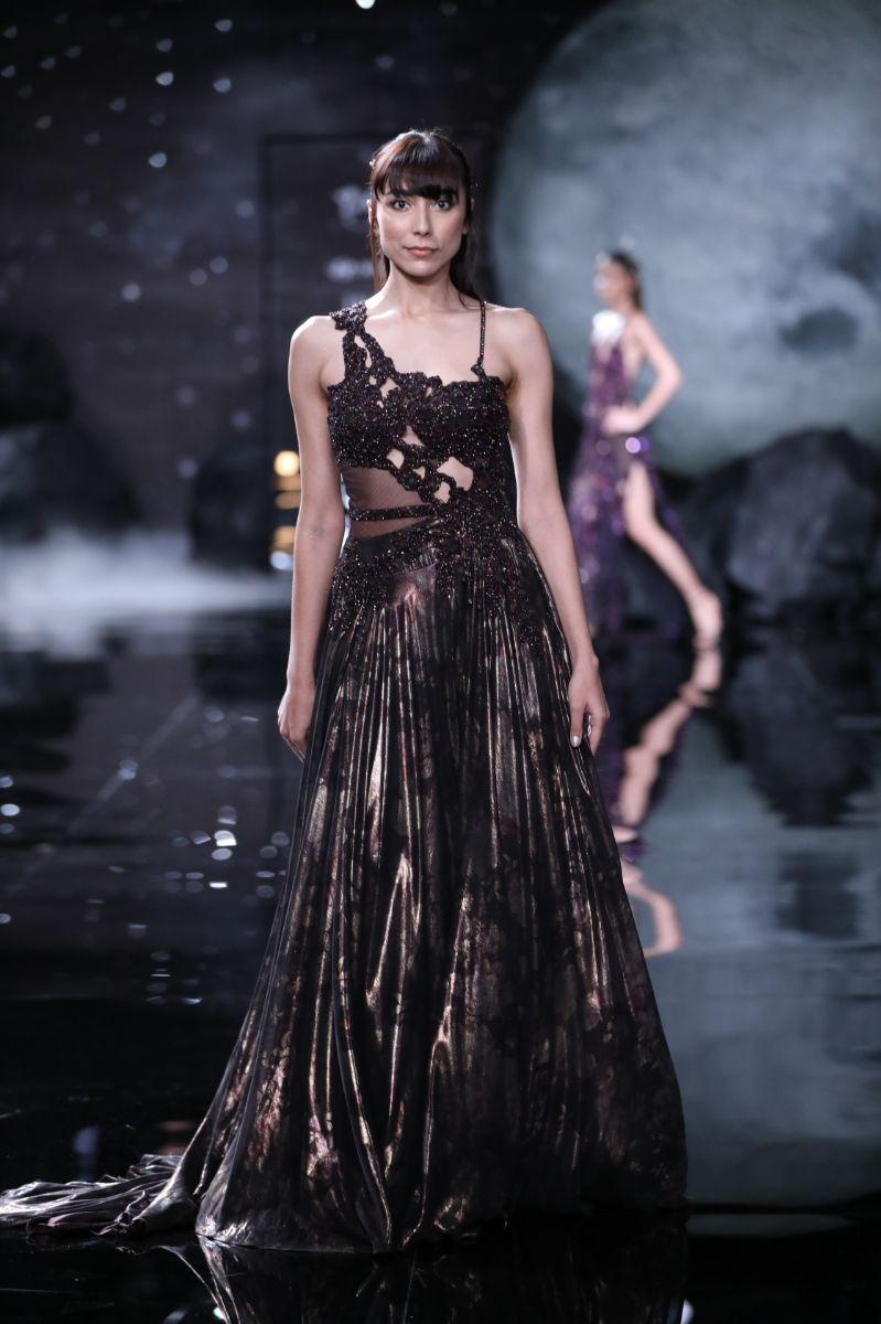 Medea Brown Flared Gown