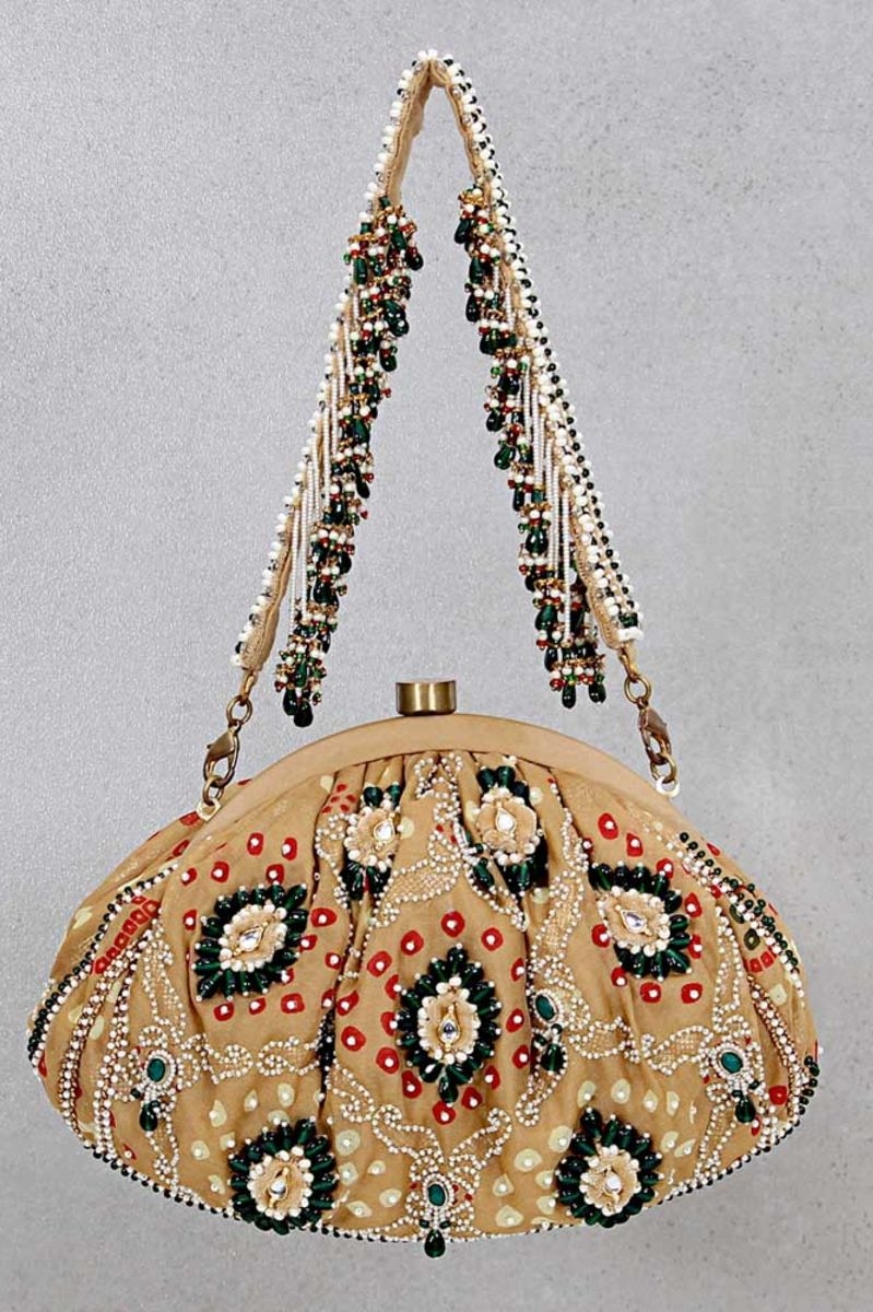 BEIGE AKIRA SOFT POUCH WITH HANDLE