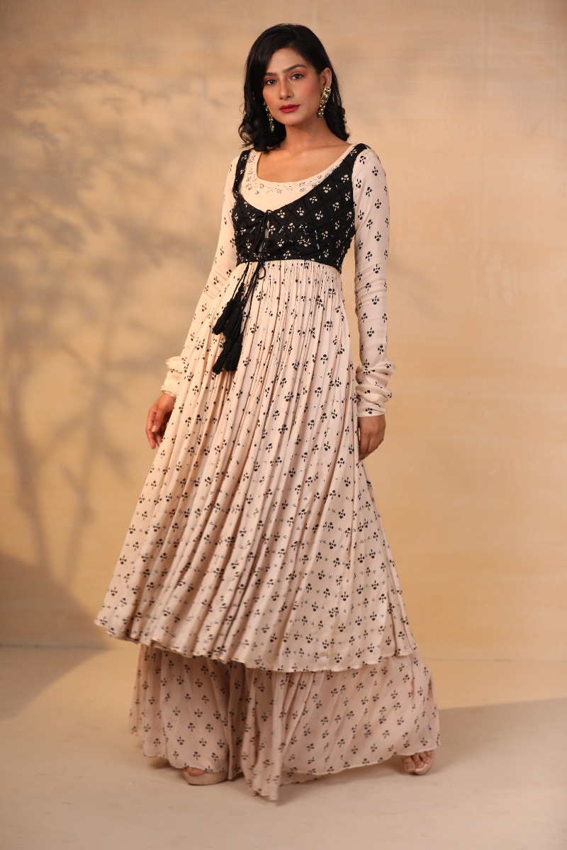 PRINTED ANARKALI SHARARA SET 