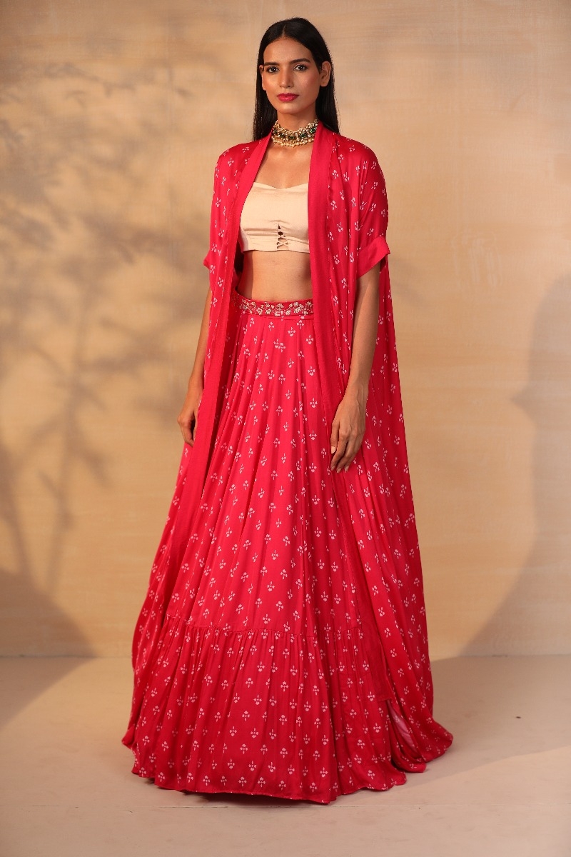 PRINTED CAPE LEHNGA SET