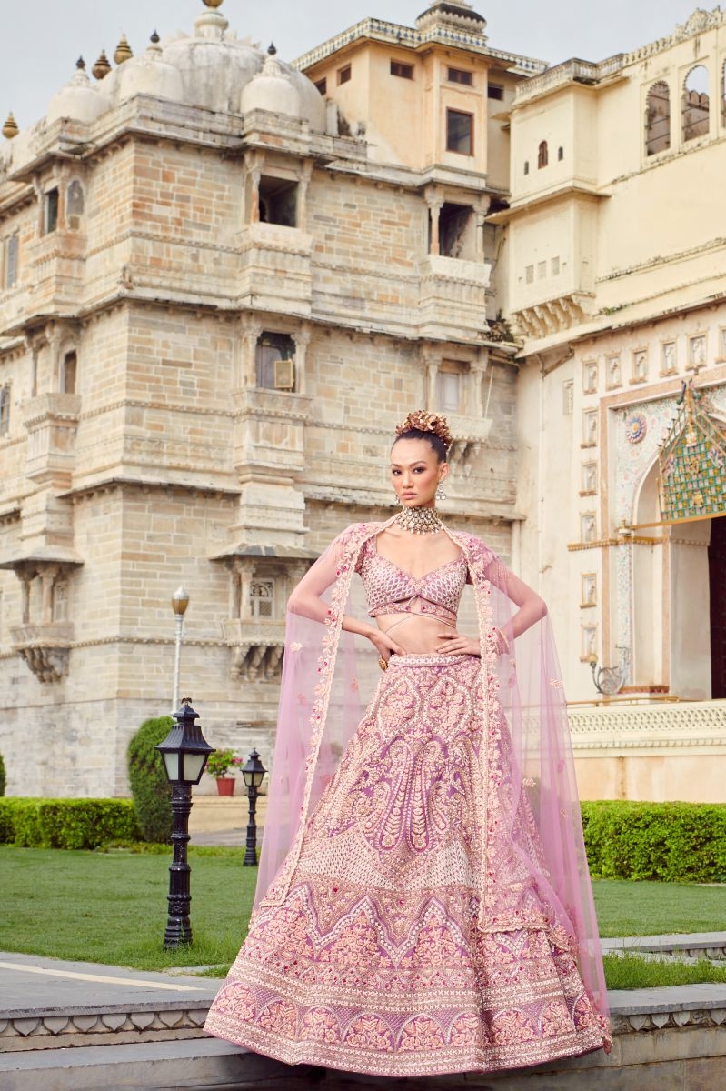 Pastel Lavender bridal  lehenga