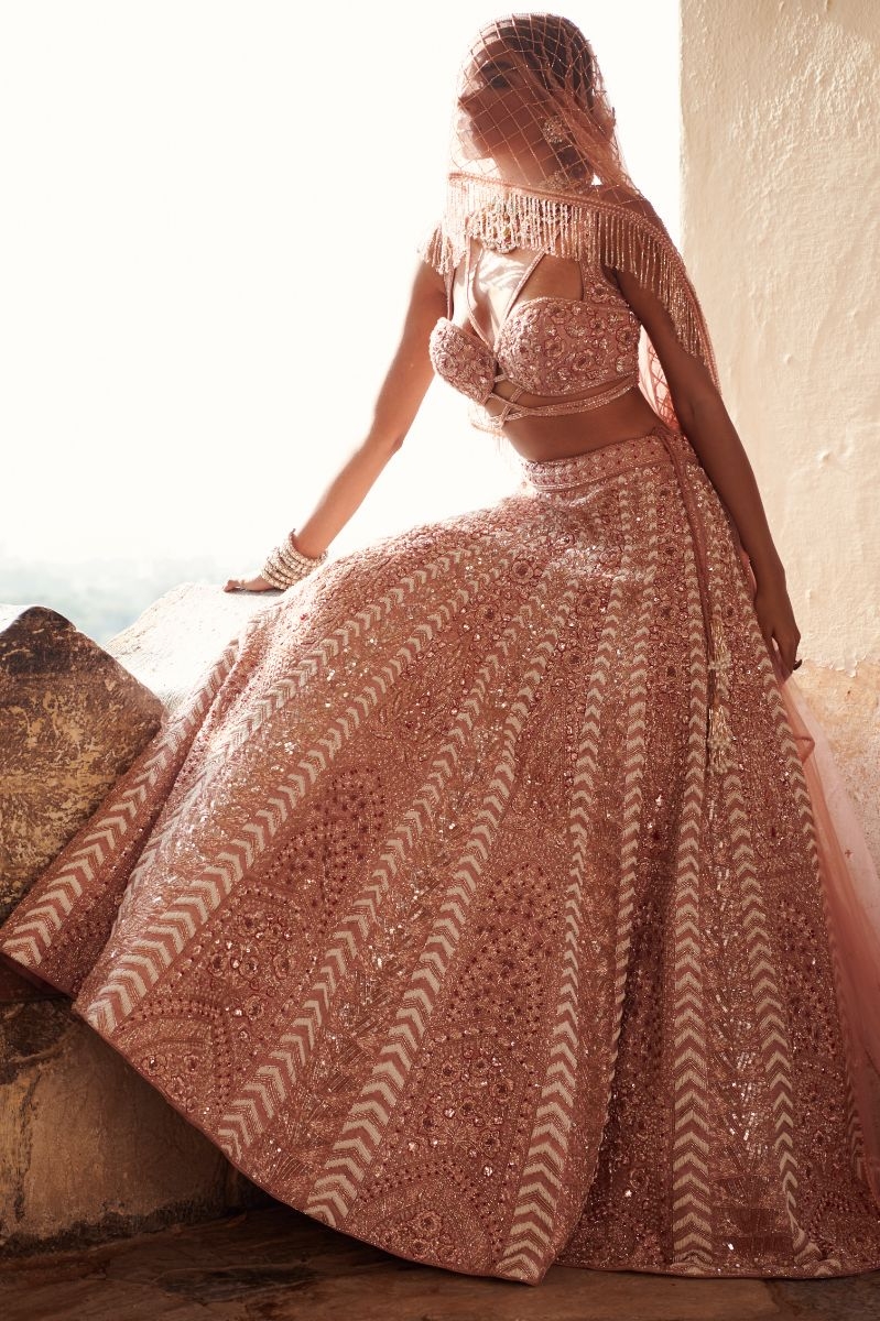 Pale pink bridal lehenga