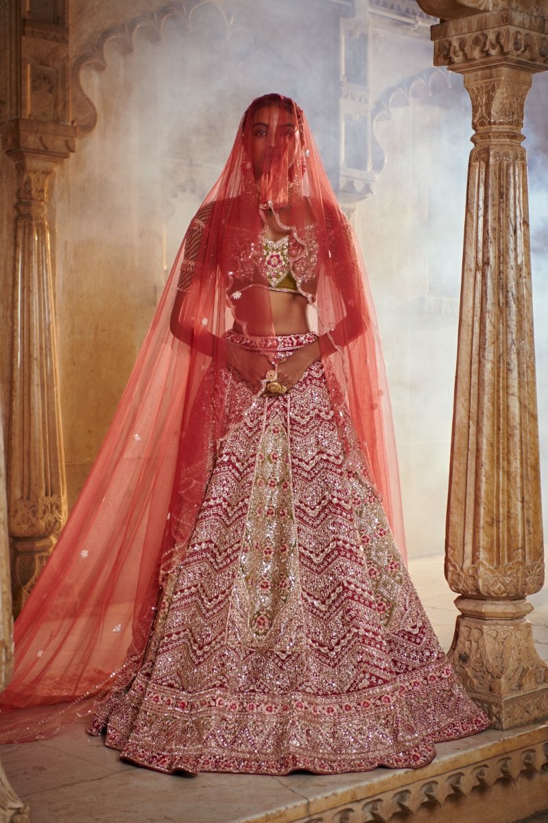 Plum bridal lehenga