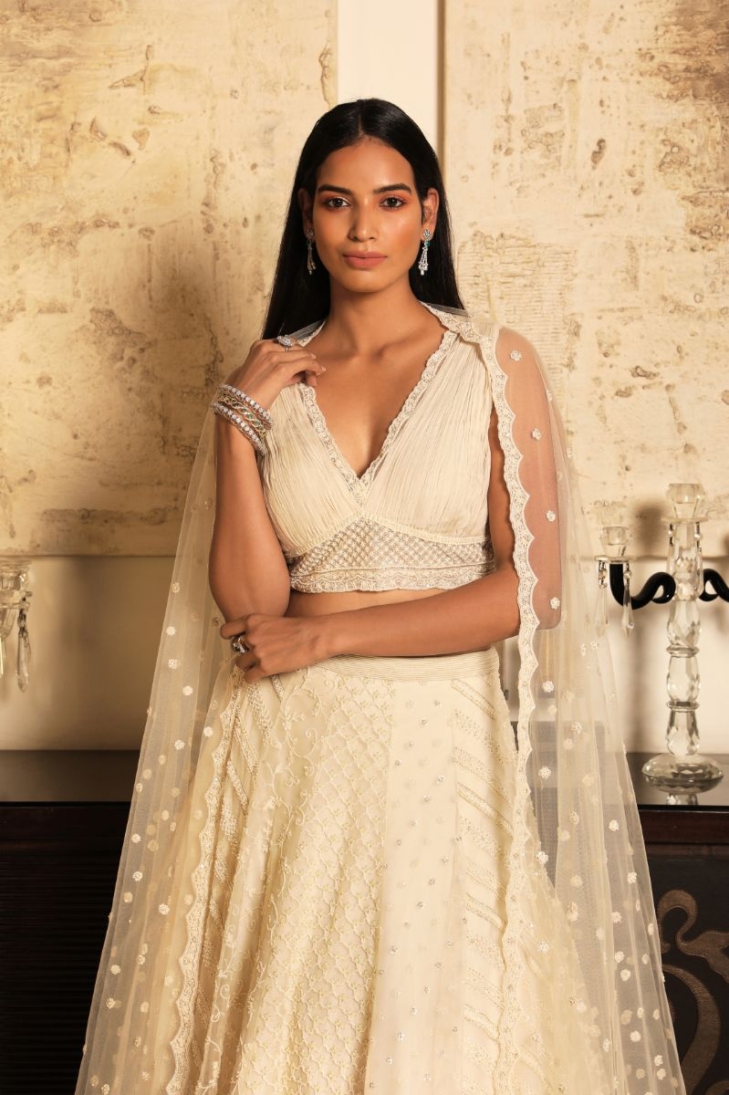 IVORY EMBROIDERY LEHENGA SET