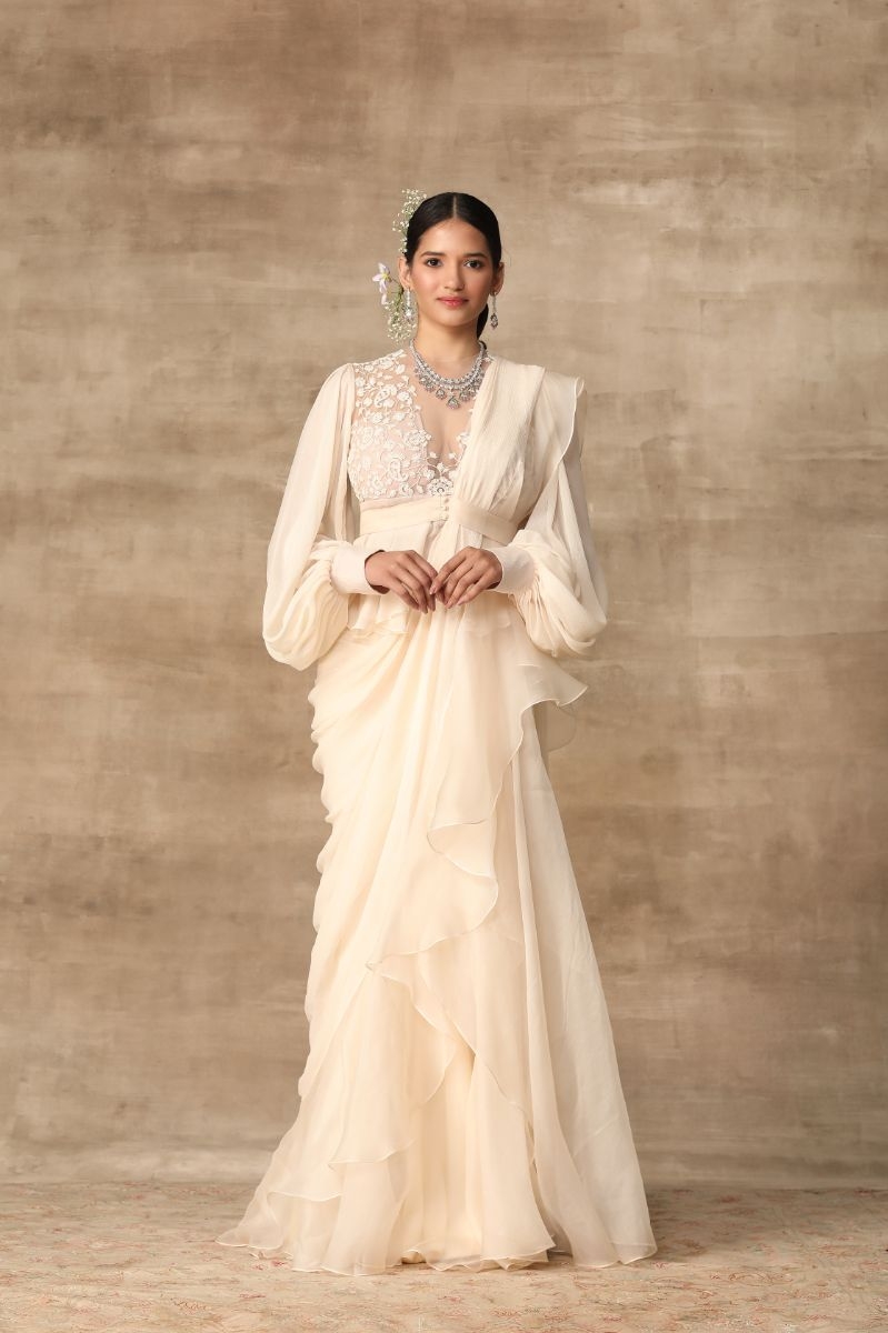 IVORY EMBROIDERED SARI