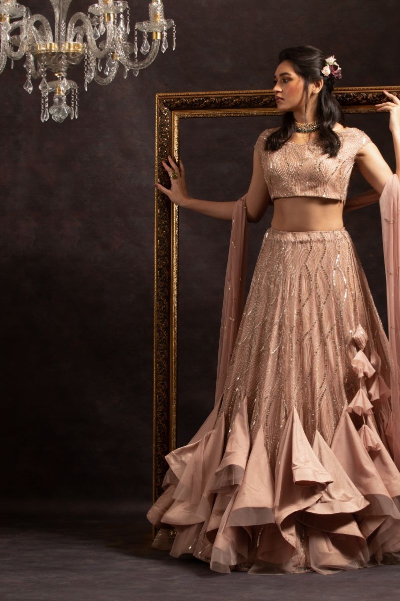 PINK HAND EMBROIDERED LEHENGA