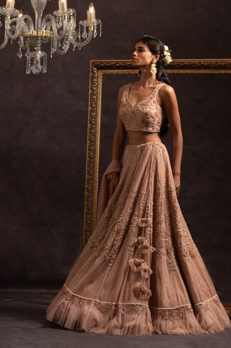 BLUSH PINK HAND EMBROIDERED LEHENGA