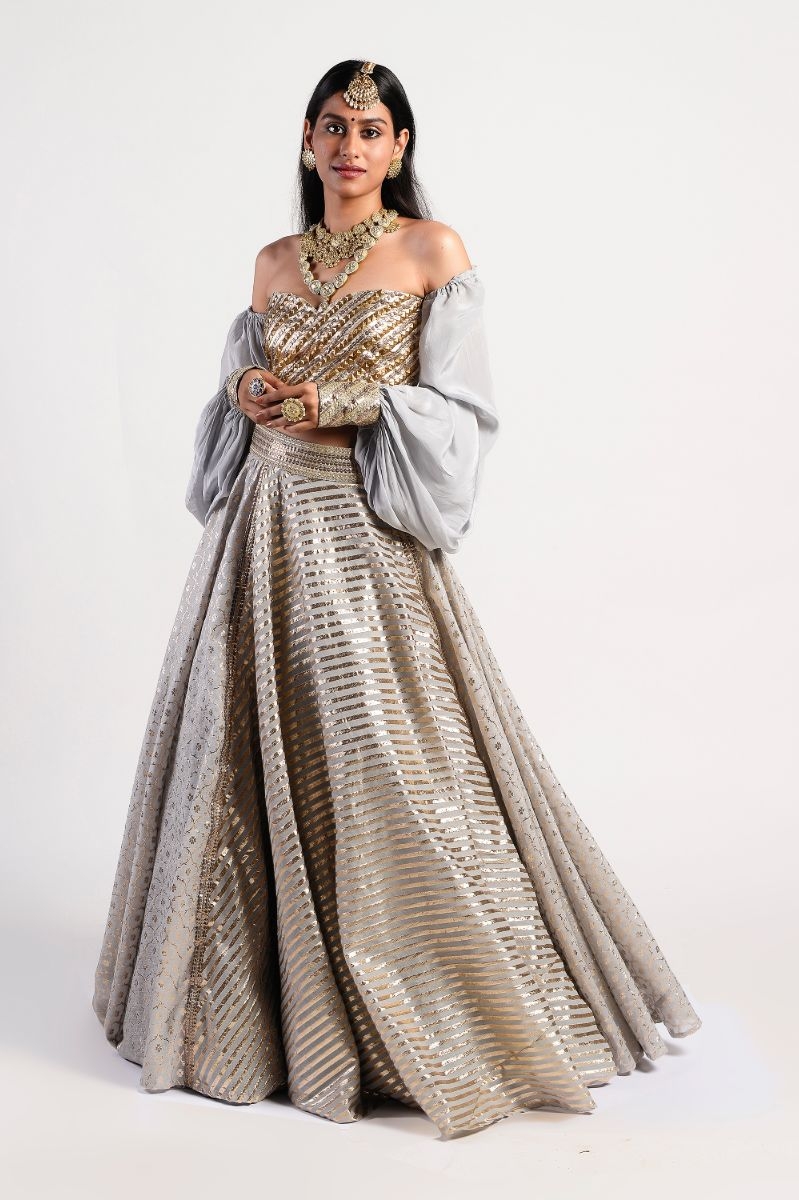 SILVER GREY LEHENGA SET