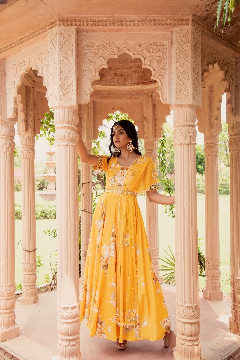 YELLOW ANARKALI SET
