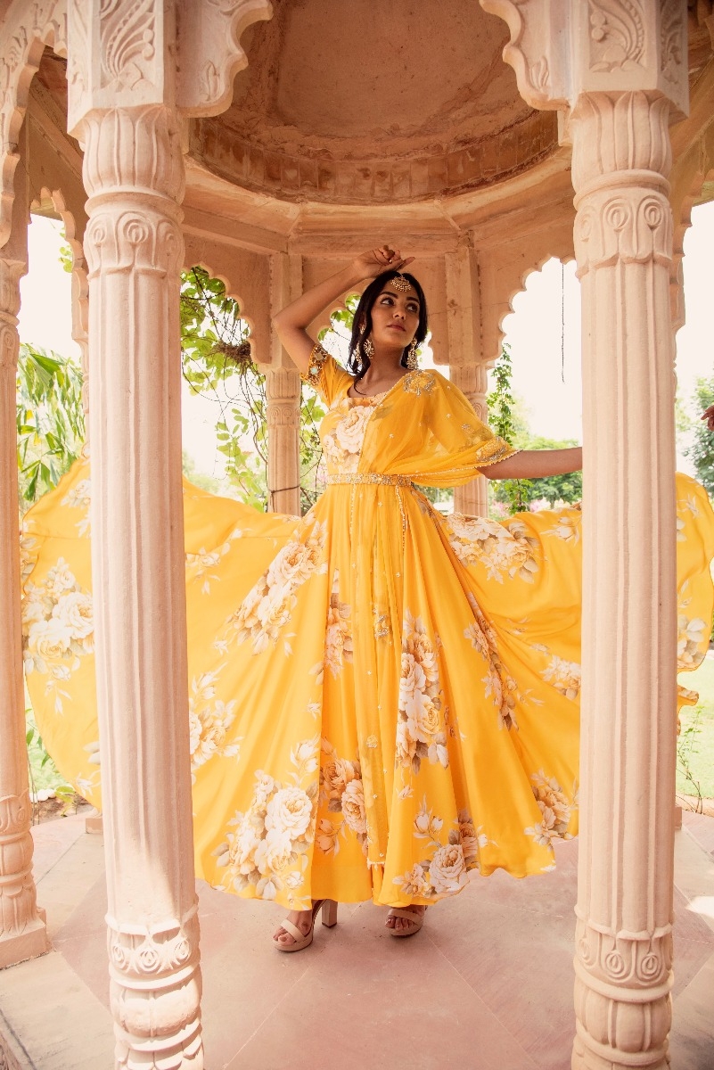 YELLOW ANARKALI SET