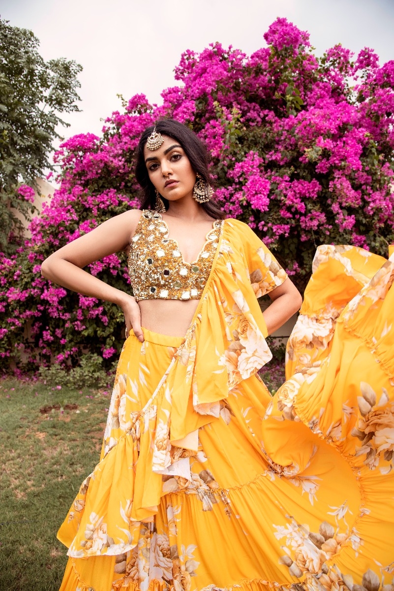 MANGO RUFFLE SAREE LEHENGA SET