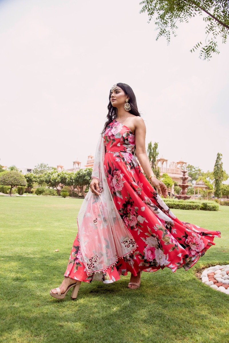 BRIGHT PINK ANARKALI SET