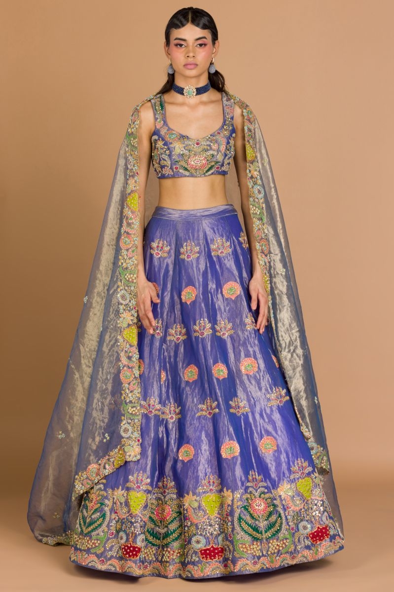 BLUE EMBROIDERED LEHENGA SET