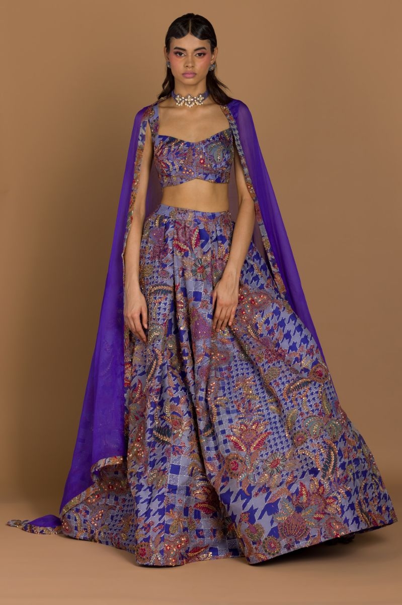 BLUE PRINTED LEHENGA SET