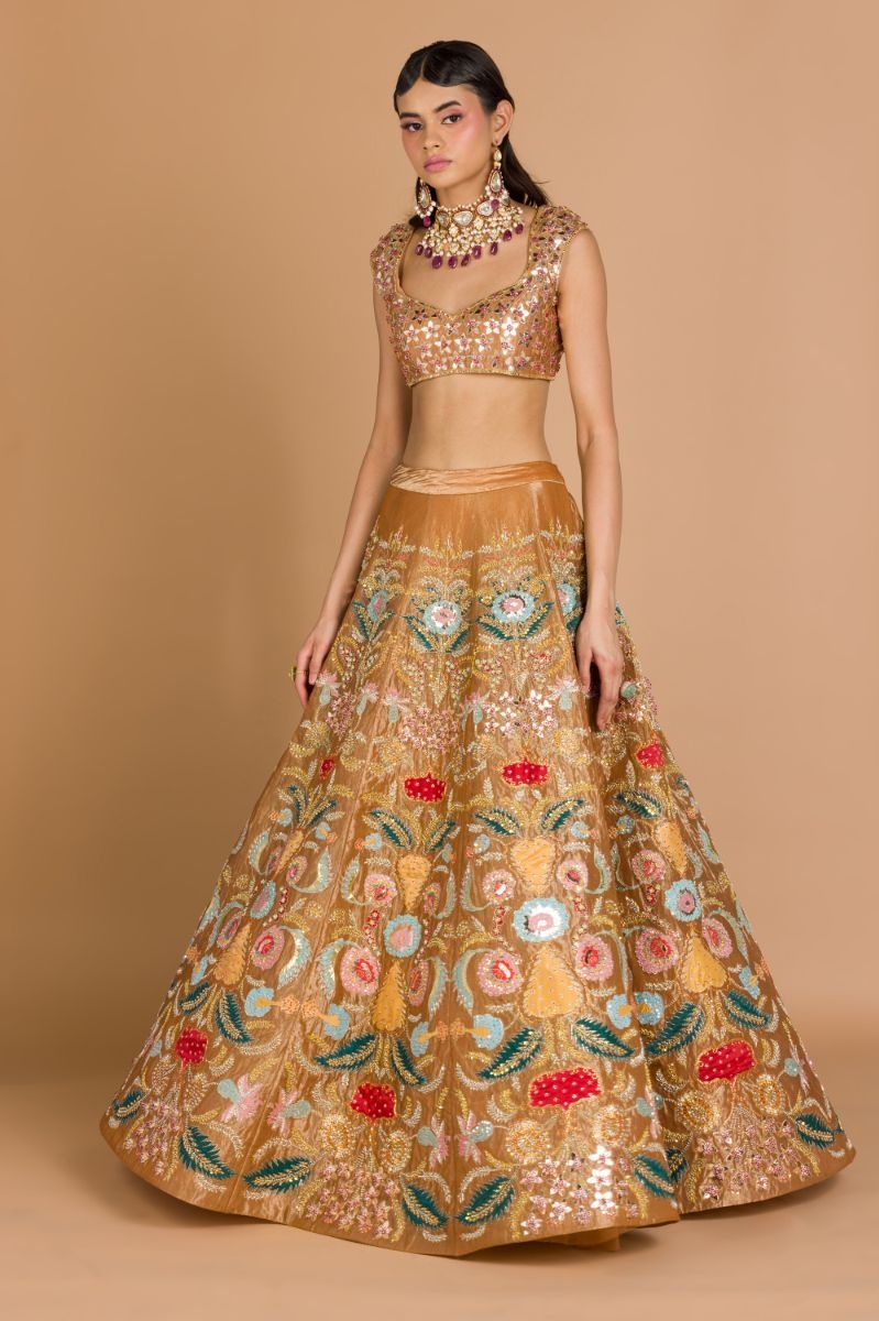 COPPER EMBELLISHED LEHENGA SET