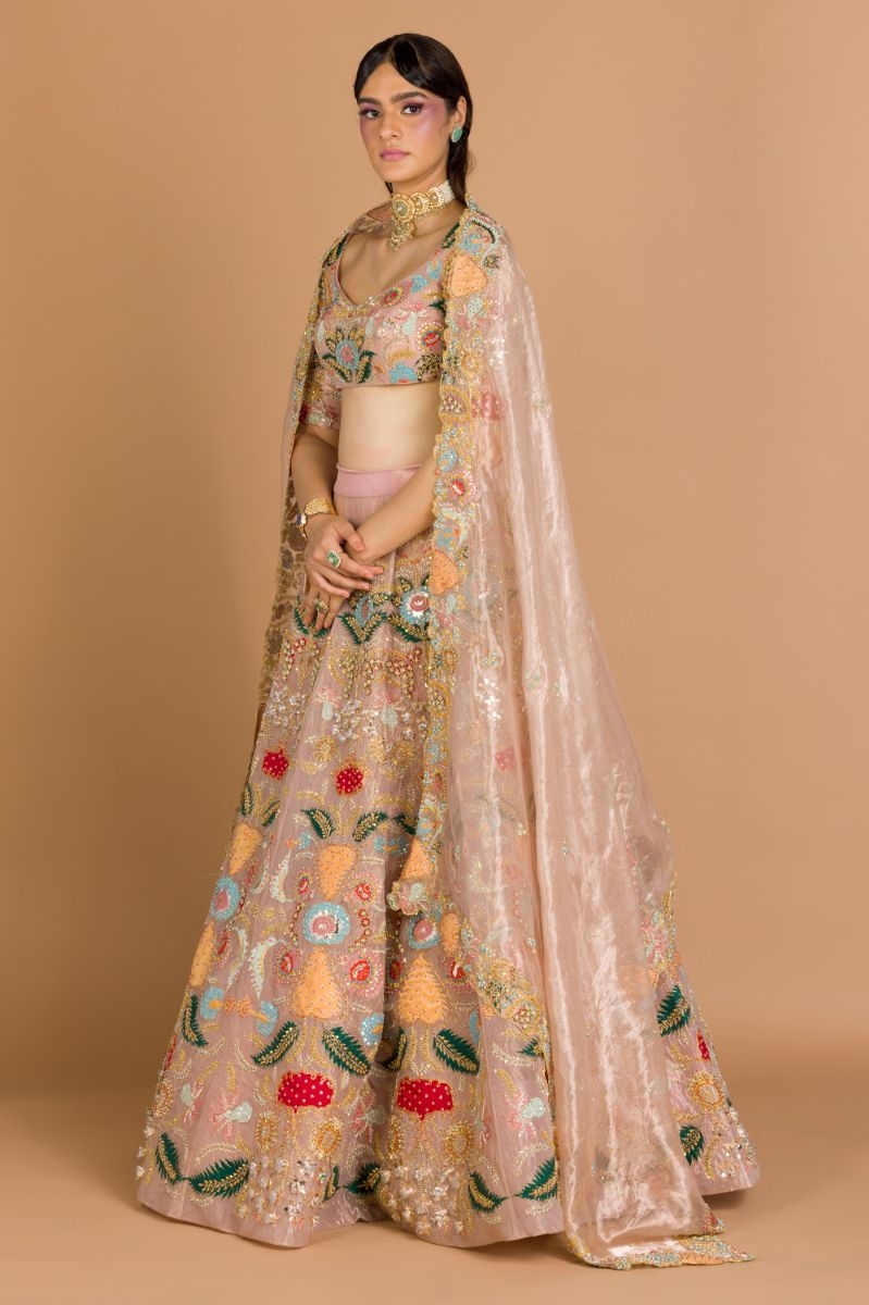 PEACHH EMBROIDERED LEHENGA SET