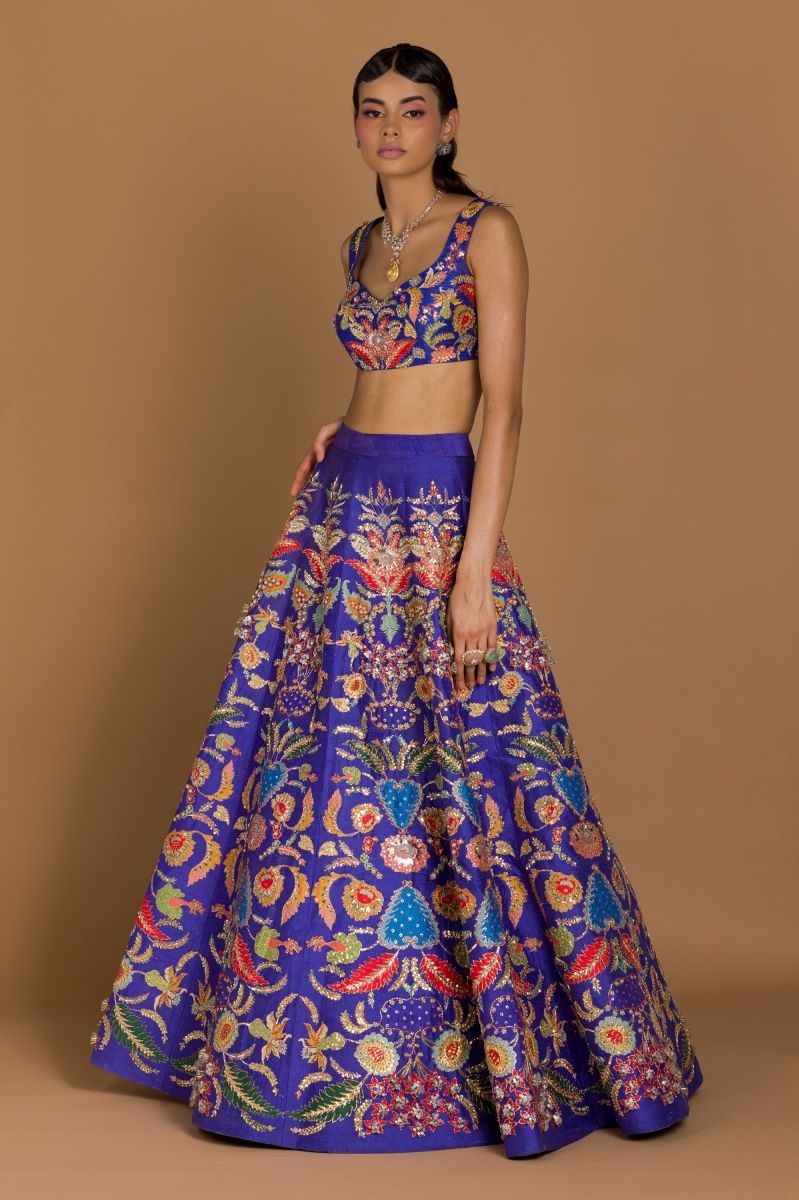 VIOLET EMBELLISHED LEHENGA SET