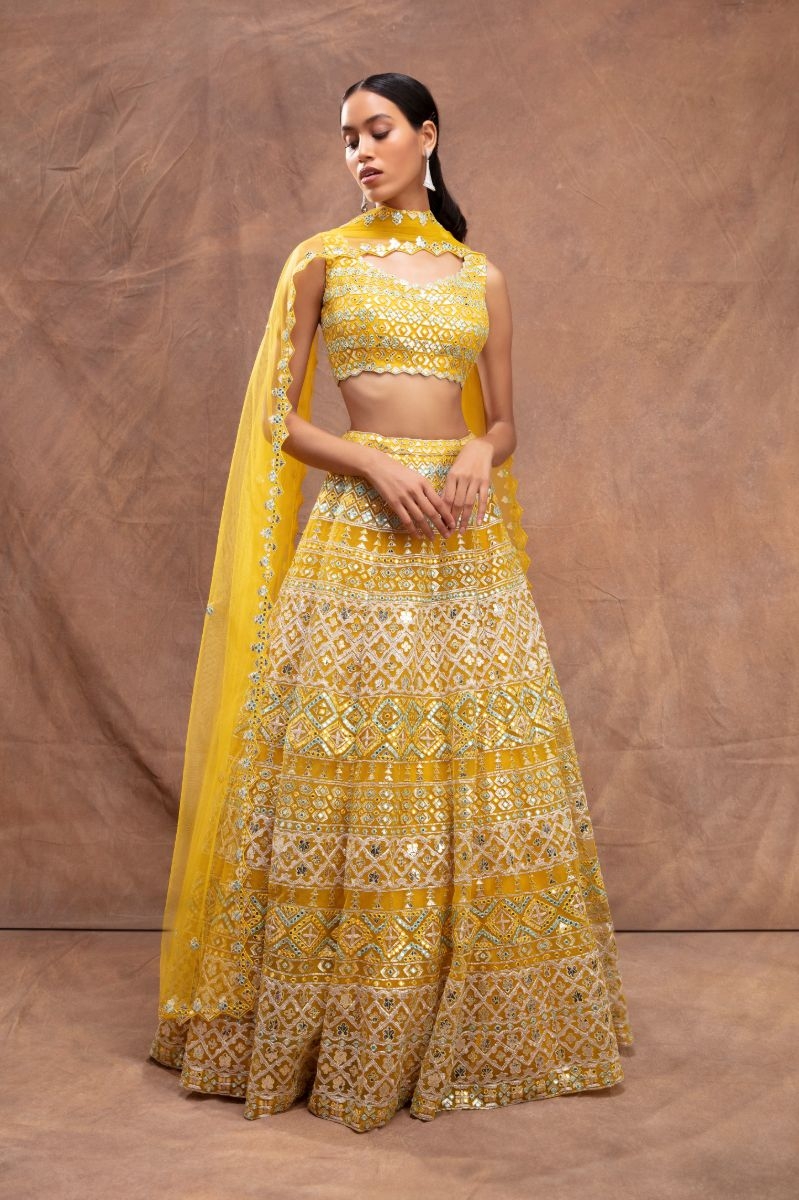 YELLOW EMBROIDERED LEHENGA 