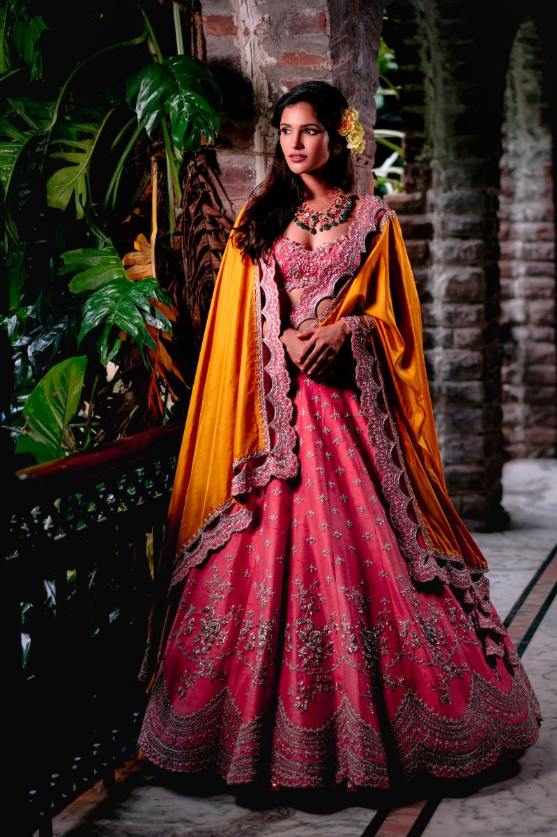 PINK ZARDOSI EMBROIDERED LEHENGA SET