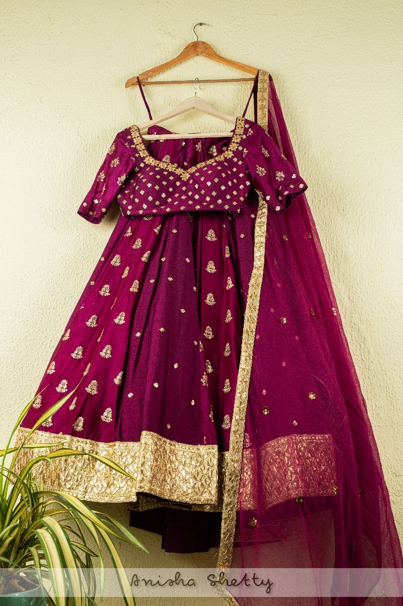 MULBERRY PURPLE GOTA SEQUENCE KALIDAR LEHENGA