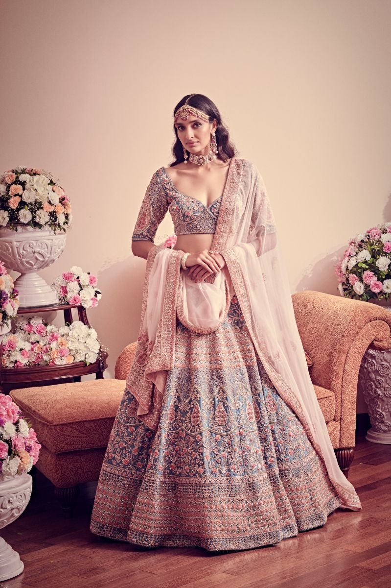 AVANT GARDE BLUE HUED LEHENGA