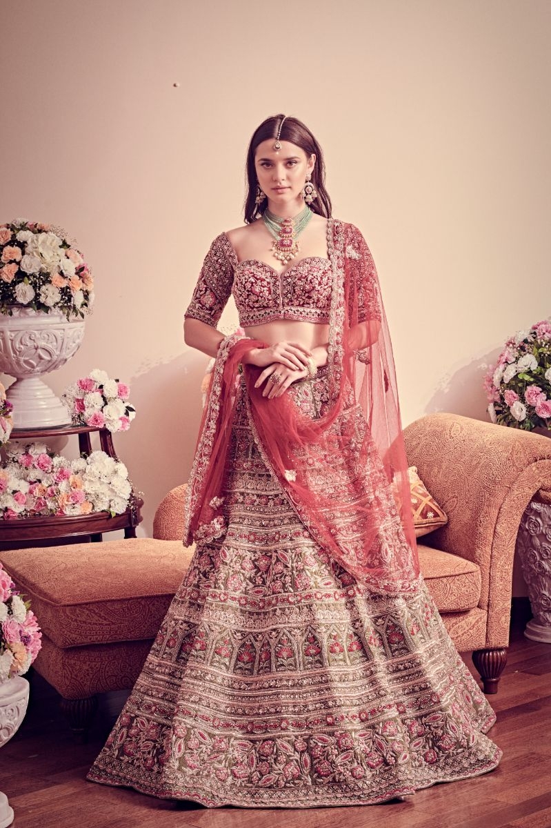 OLIVE GREEN LEHENGA