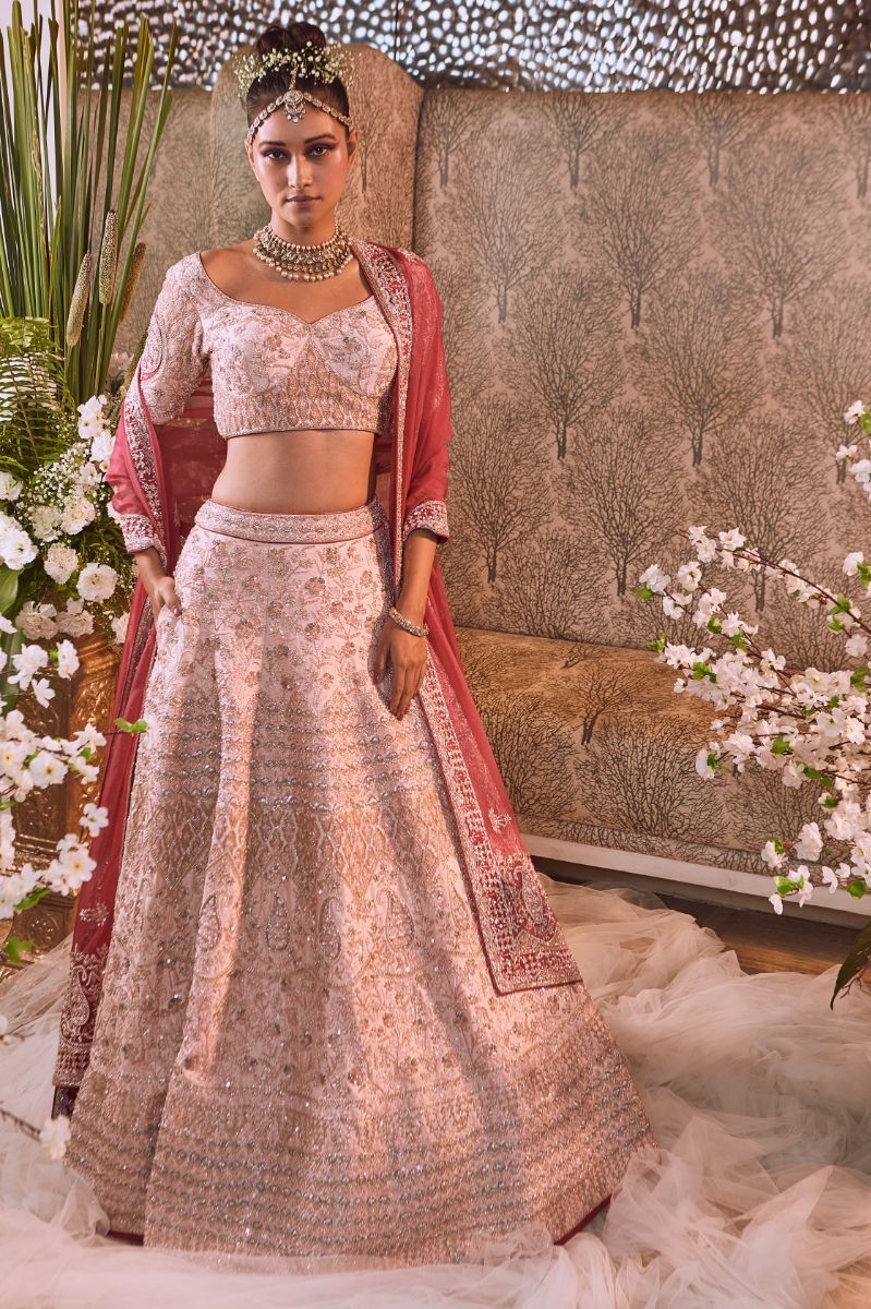 PEACH RAW SILK LEHENGA