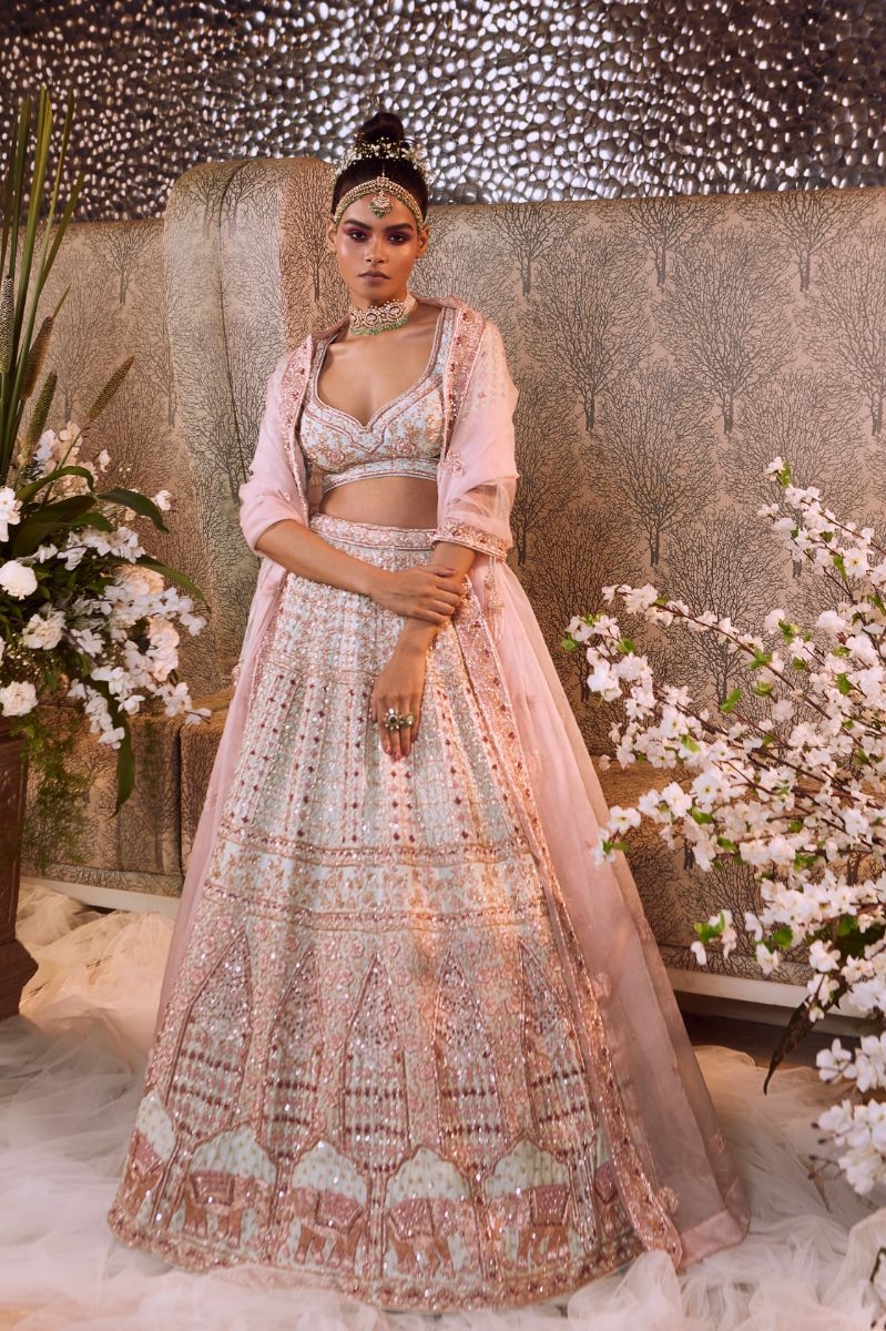 PRIMROSE PINK SILK LEHENGA