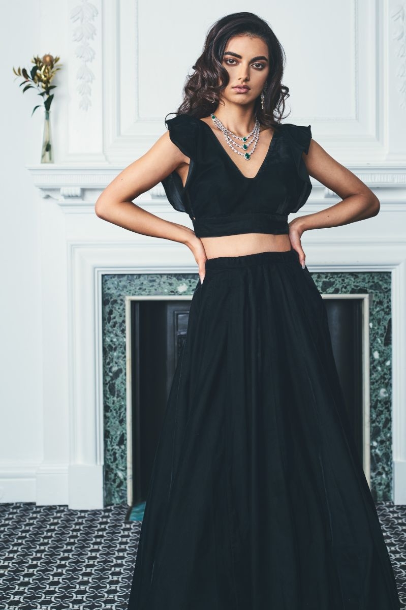 BLACK VELVET FRILL LENGHA