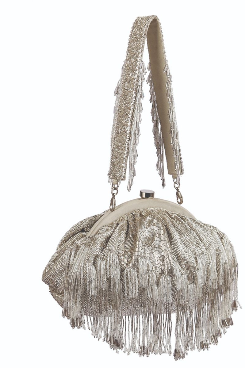 FIRANTE SOFT POUCH SILVER WITH HANDLE