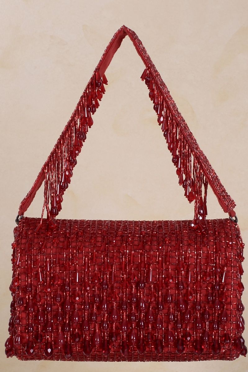 OPAL FLAPOVER CLUTCH SCARLET WITH HANDLE