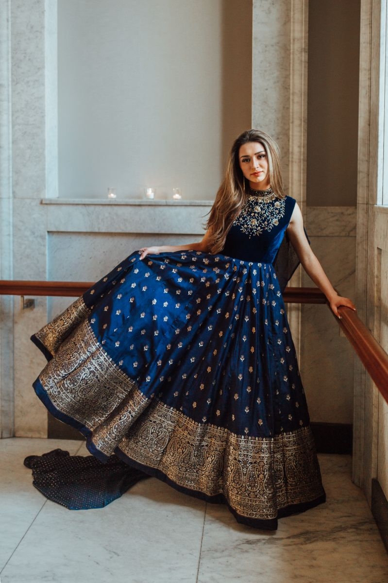 DARK BLUE SILK GOWN