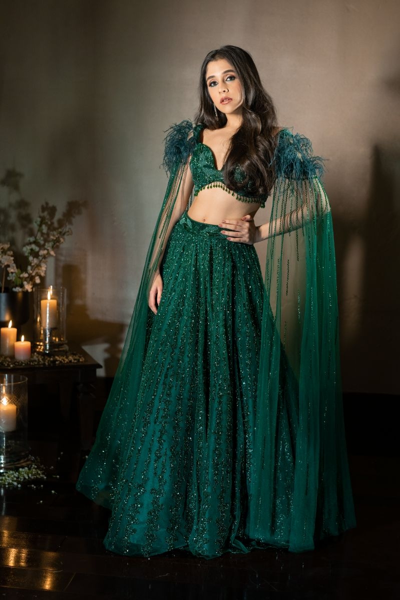 Dolly Wahal Gemma Emerald Green Lehenga