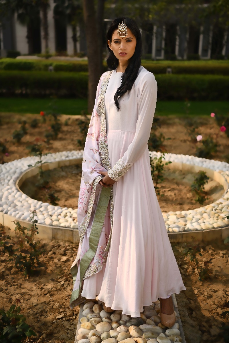 BLUSH PINK EMBROIDED ANARKALI SET