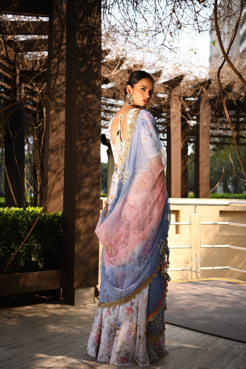 IVORY PRINTED SHARARA KURTA SET