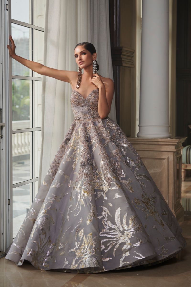 DUSTY MAUVE EMBROIDERED BRIDAL GOWN