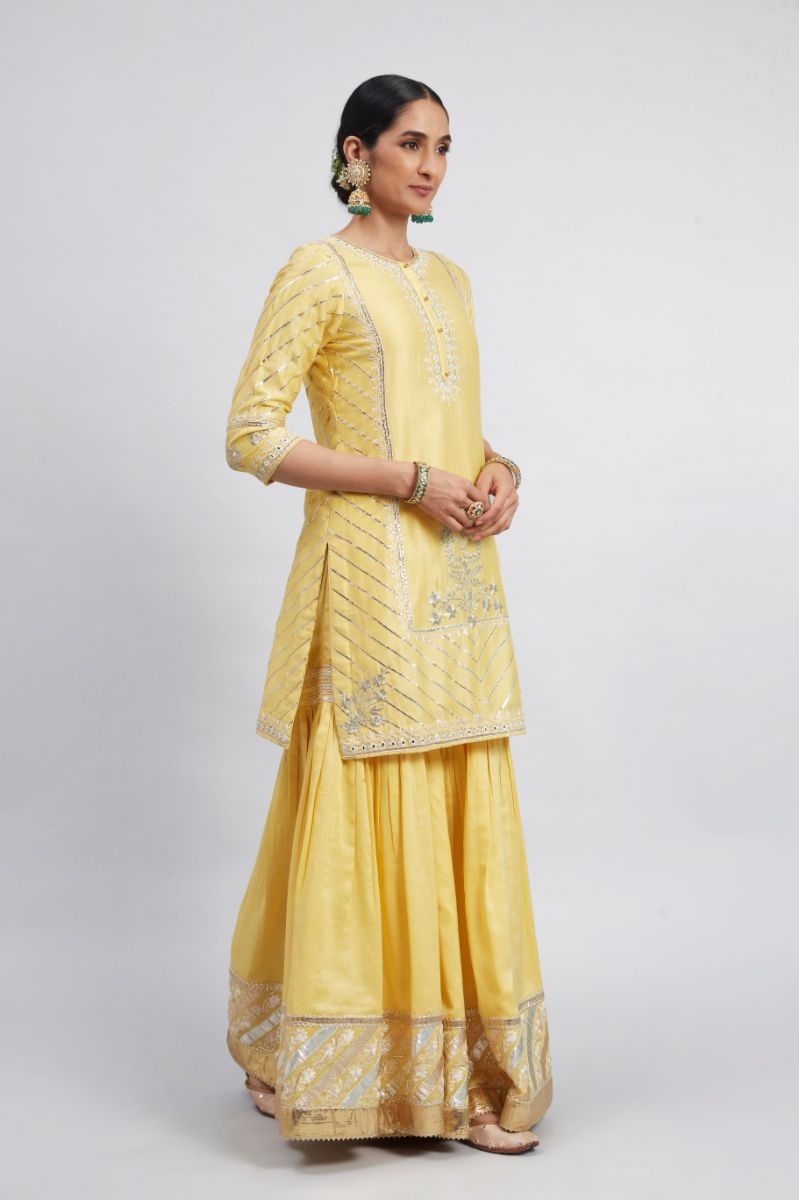 ELIZA DAFFODIL YELLOW SHORT GARARA SET