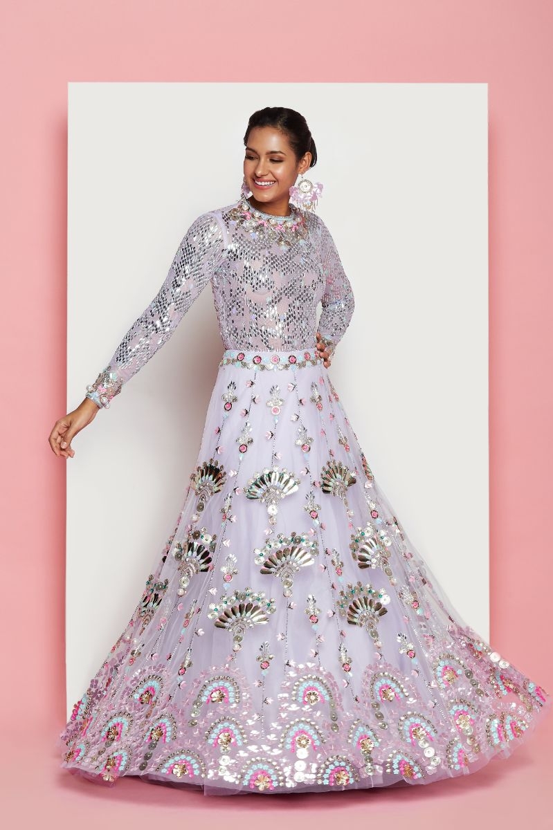 FIESTY LILAC LEHENGA SET