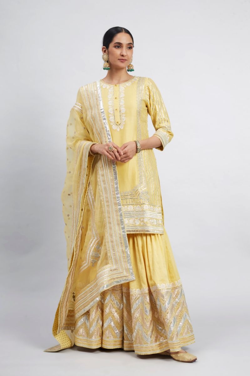 ERINA DAFFODIL YELLOW SHORT GARARA SET