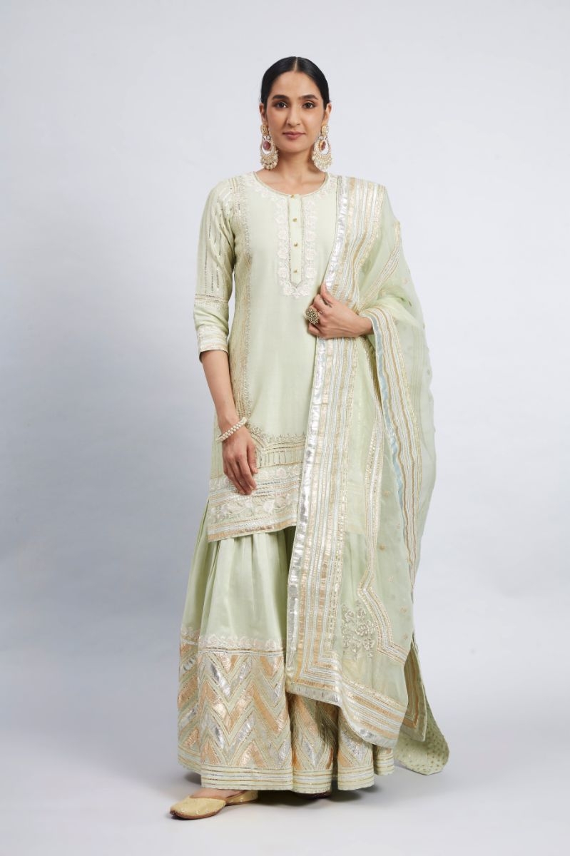 ERINA MINT GREEN SHORT GARARA SET