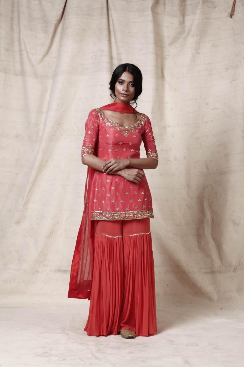 CORAL GHARARA SET