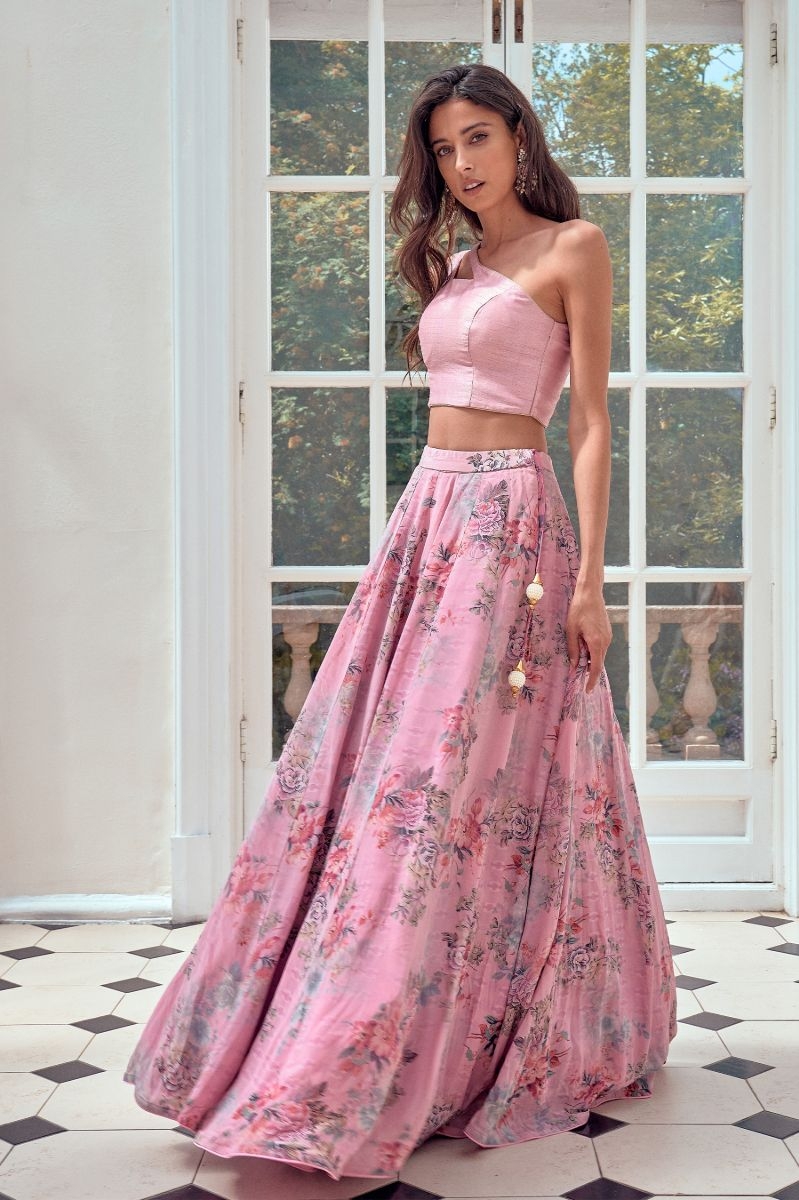 PINK FLORAL PRINTED LENGHA
