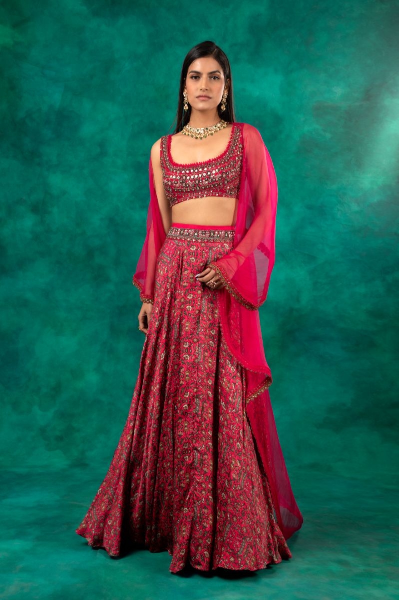 PINK EMBROIDERED LEHENGA SET