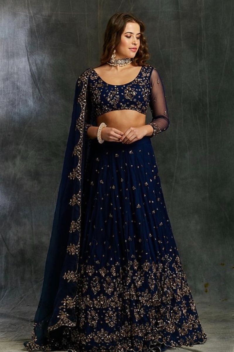NAVY EMBELLISHED LEHENGA SET