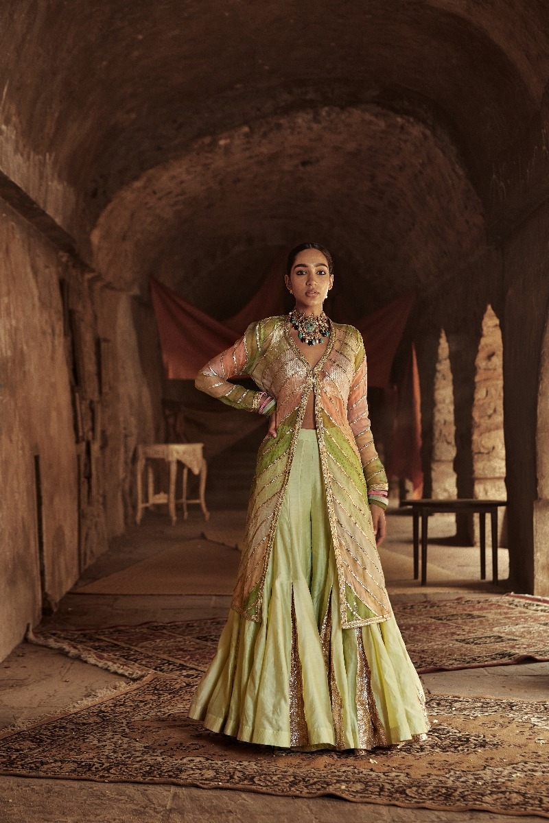 EMBELLISHED JACKET AND SHARARA SET